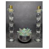 Crystal Lotus Top Glass Trinket Box / Candy Dish