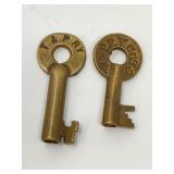 2 T&P RY Co Brass Railroad Padlock Keys Texas &