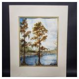 Original Watercolor Painting Cypress Swamp Signed