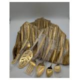 8 PLACE SETTINGS PLUS SERVICE SETS OF GOLD TONE
