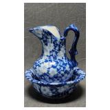 Antique Victoria Ware ironstone Blue Flow Chintz