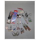 NEW PEIRCED EARRINGS, COLLECTION SPOONS,