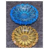 2 VINTAGE HAZEL ATLAS SUNFLOWER DAISEY BLUE &