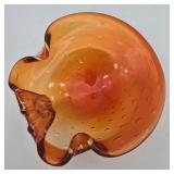 Murano Style Orange Art Glass Bowl