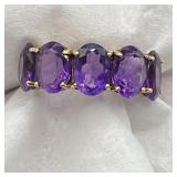 10K Y Gold Ring w/ 5 Amethyst Stones 3.28g
