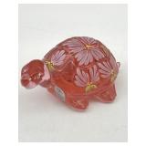 FENTON ART GLASS TURTLE HAND PAINTED & SIGNED