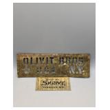 ANTIQUE BRASS NEW YORK STENCIL & YONKERS NEW YORK