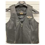 HARLEY DAVIDSON BLACK LEATHER VEST WOMANS SMALL