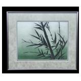 Framed Sand Art Bamboo Signed Riley