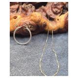 14KL Gold Earring & Chain 3.8g