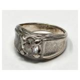 Sterling Silver Ring W Clear Stone .25ozt
