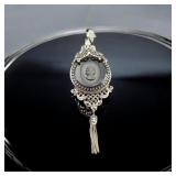 Black Cameo Pendant Silver Tone , Whiting & Davis