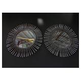 2 Modern Silver Sunburst Wall Mirrors With