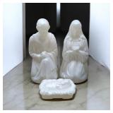 3 Piece 28" White Nativity Set Lighted Blow Mold