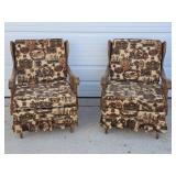 Pair of Mid Century Wood GFrame Arm Chairs