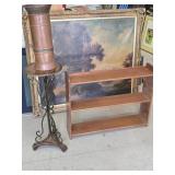 Vintage Copper Coal Scuttle, Bookshelf Plant Stand