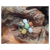 14K Gold Multi Stone Floret Ring 6.4g