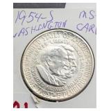 1954 S WASHINGTON CARVER SILVER HALF DOLLAR
