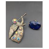 Vintage Czech Cobalt Blue Pin & Eisenberg Ice