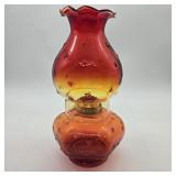 Amberina Star Motif Oil Lamp