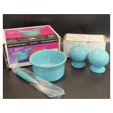 Fiesta Turquoise 2pc Dip Set & S&P Shakers New in