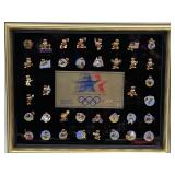 FRAMED 1984 OLYMPIC PIN SET GAMES OF THE OLYMPIAD