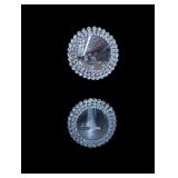 Two Decorative 17" Round Jeweled Wall Mirrors
