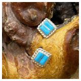 Sterling & Turquoise Stud Earrings Zuni Artist