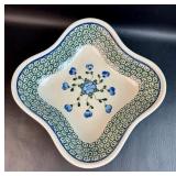 Polish Pottery Dish Hand Painted Cobalt Blue w/