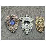 Vintage Blue Stone, Rhinestones & Chain Fur Clips
