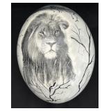 Lg Hand Painted African Lion Egg Vintage