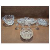 Vintage Celery Bowl, Sherry Stems, 3 Oyster &