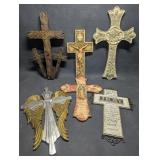 Decorative Angel Wing Wall Cross, Calvary