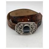 LEATHER BELT W/ SILVER-TONED BELT BUCKLE W/ BLACK