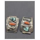 STERLING SILVER TURQUOISE CORAL WATCH TIPS