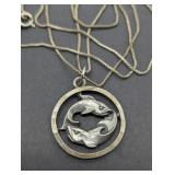 STERLING SILVER ANSON KREMENTZ FISH PENDANT AND