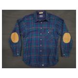 Vtg Pendleton Lobo Wool Shirt Leather Patches Sz