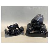 Art Deco Swivodex Black Glass Inkwell & Houze