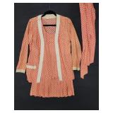 Vtg Ladies Skirt Suit Pink Polka Dots Sz 5