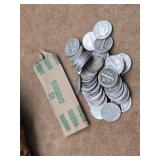 One Roll of 50 Misc Silver Dimes