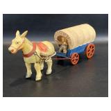 Celluloid Horse Pulling a Chuck Wagon Occupied