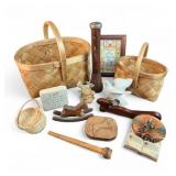 Vtg Home Decor Baskets Figurines Carvings Etc