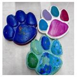 3 Concrete Dog Feet Stepping Pads for Garden