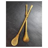 2 ALPACA EBERLE Vintage Bombilla Tea Spoons Straw
