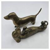 Brass Dachshund Figurine Pair