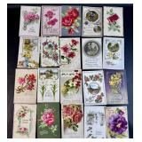 Antique Floral Birthday Postcards
