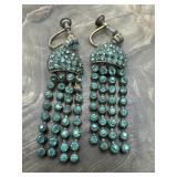 Signed Czecho Slovack Blue Rhinestones Chandelier