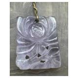 Carved Lavender Amethyst Glass Pendant