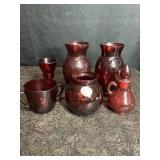 6 PCS. RUBY RED GLASS