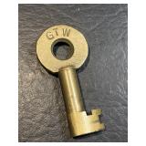 Brass GTW RR Railroad Switch Lock Key Grand Trunk